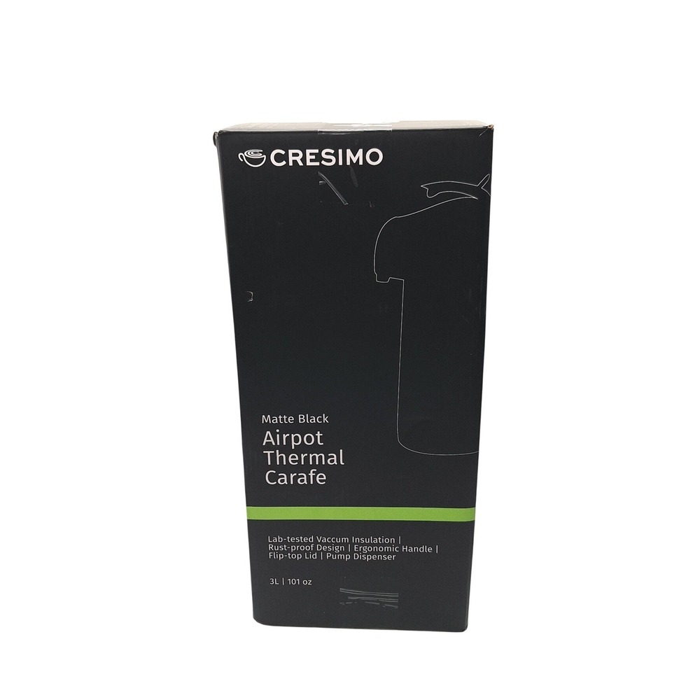 Cresimo 3L Airpot Thermal Carafe Matte Black Stainless Steel Coffee Dispenser
